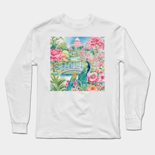 Preppy colors mystical chinoiserie garden Long Sleeve T-Shirt